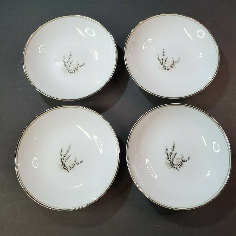 Vintage Noritake Candice 5509 Berry Fruit Dessert Bowls Willow Taupe Trim